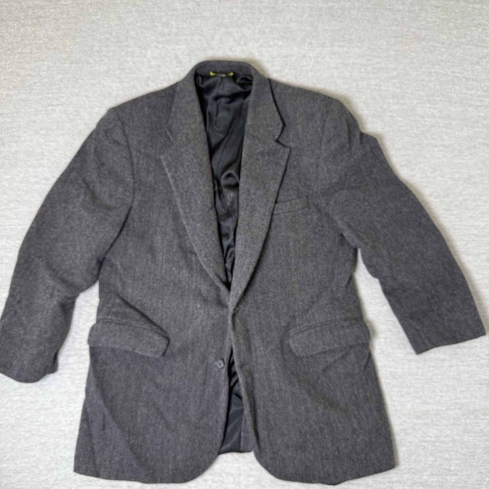Vintage American Trend Men's Blazer Sport Coat 44R Gray Tweed Lambswool USA Made